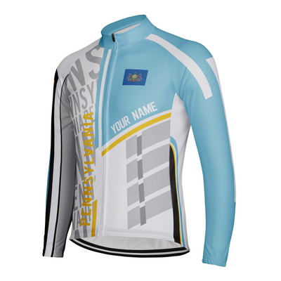 Customized Pennsylvania Winter Thermal Fleece Men's Cycling Jersey Long Sleeve