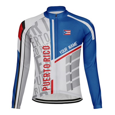 Customized Puerto Rico Winter Thermal Fleece Men's Cycling Jersey Long Sleeve