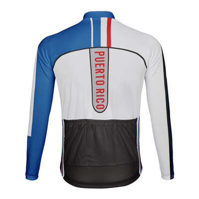 Customized Puerto Rico Winter Thermal Fleece Men's Cycling Jersey Long Sleeve