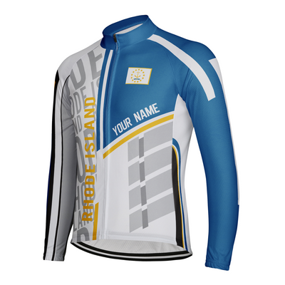 Customized Rhode Island Winter Thermal Fleece Men's Cycling Jersey Long Sleeve