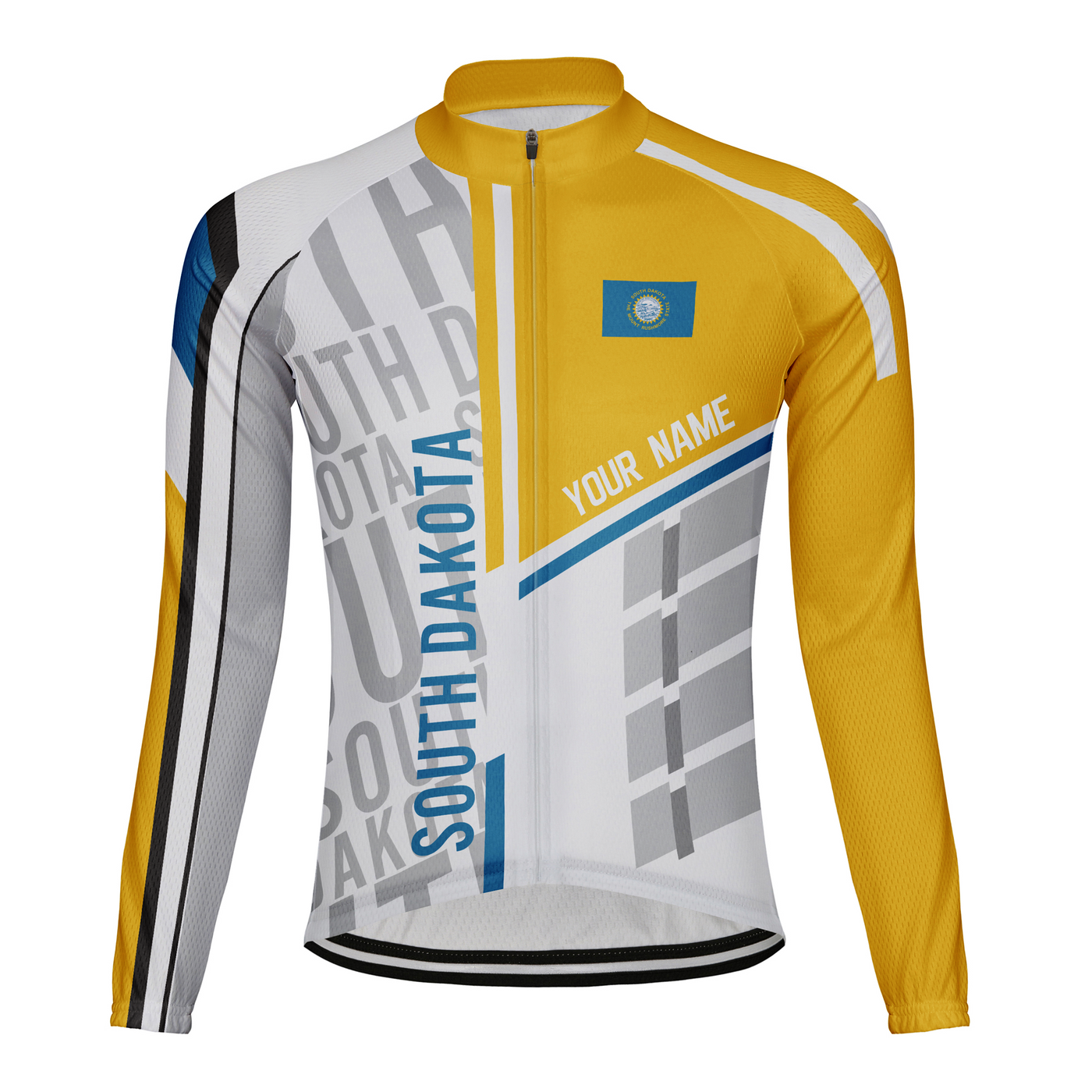 Customized South Dakota Winter Thermal Fleece Men's Cycling Jersey Long Sleeve