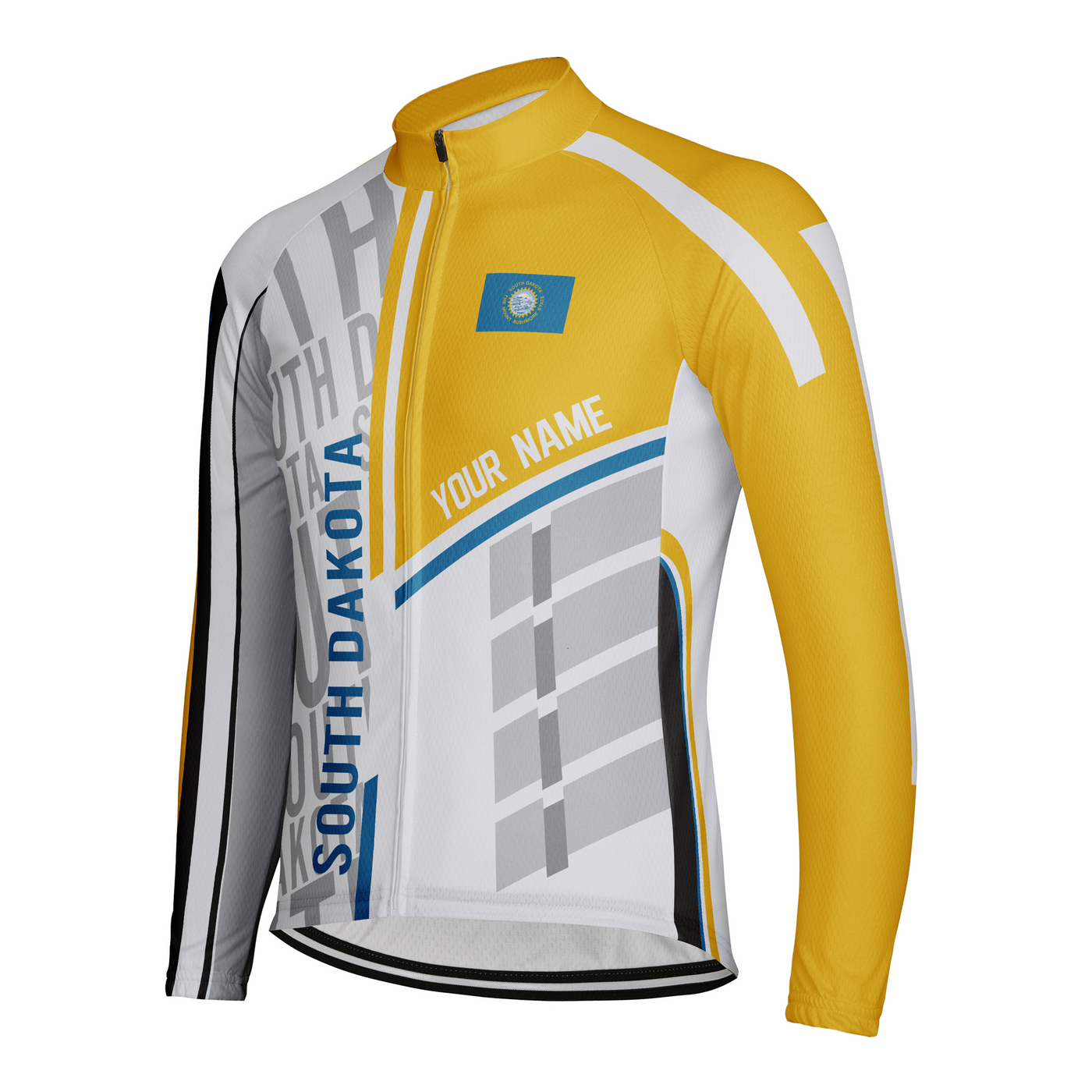 Customized South Dakota Winter Thermal Fleece Men's Cycling Jersey Long Sleeve
