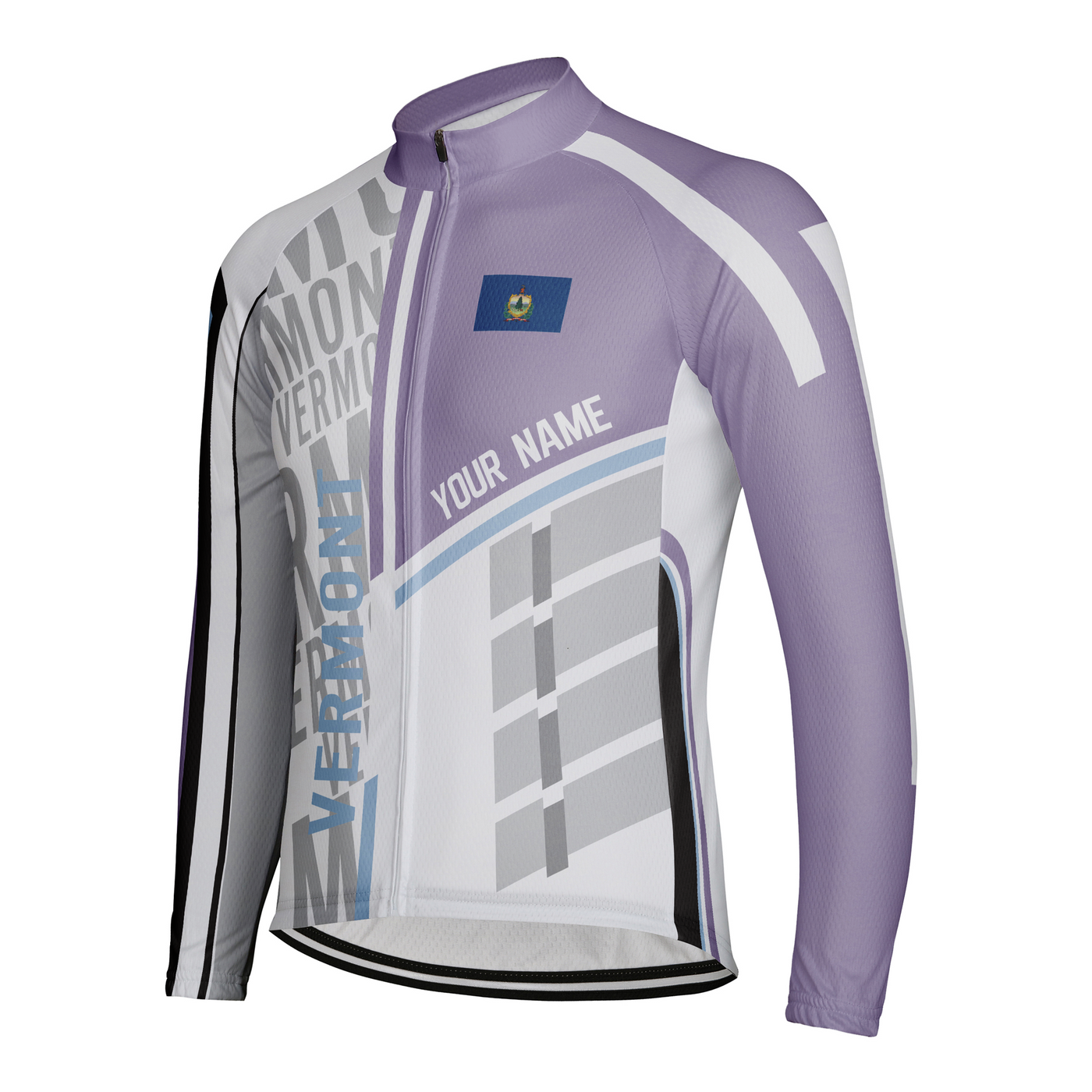 Customized Vermont Winter Thermal Fleece Men's Cycling Jersey Long Sleeve