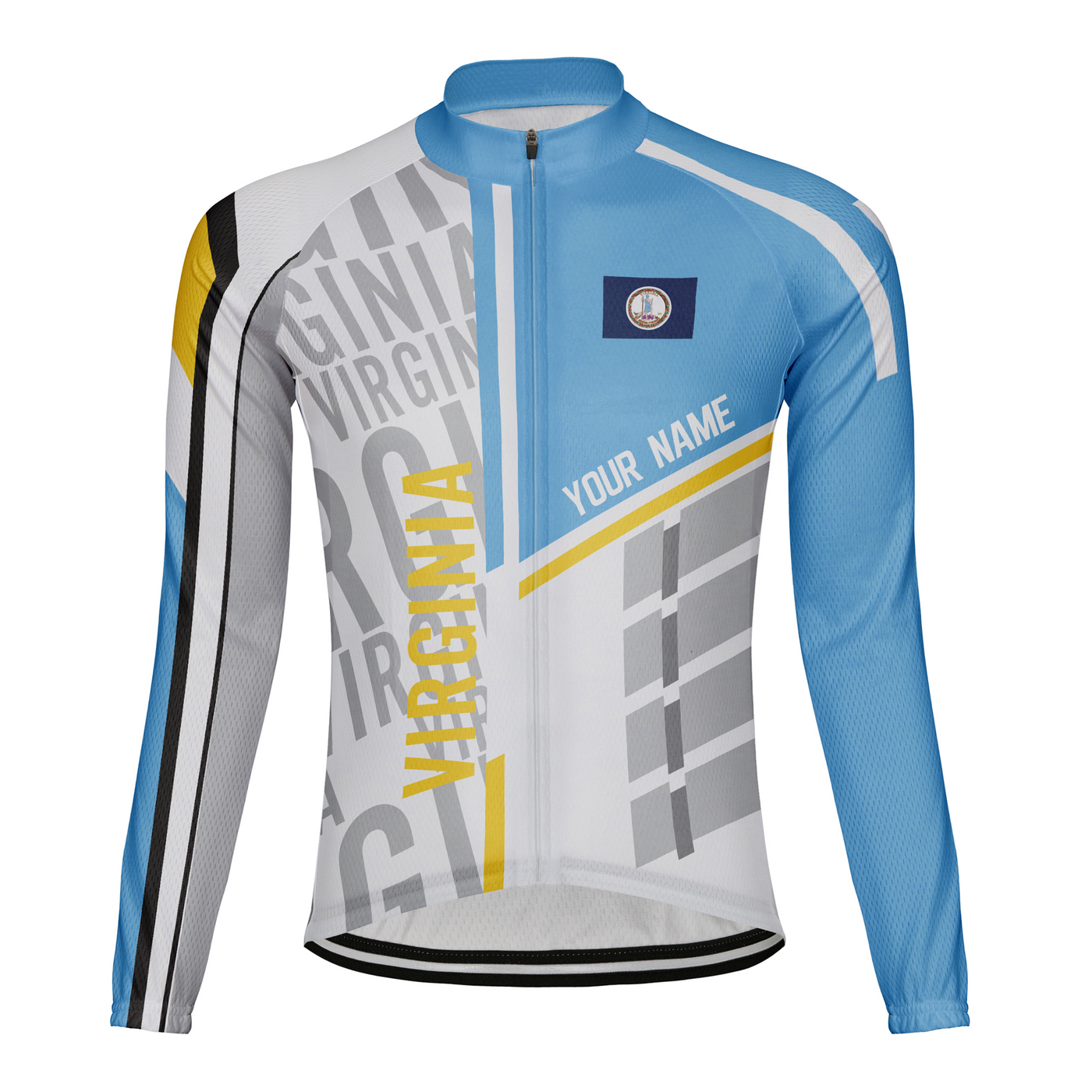 Customized Virginia Winter Thermal Fleece Men's Cycling Jersey Long Sleeve