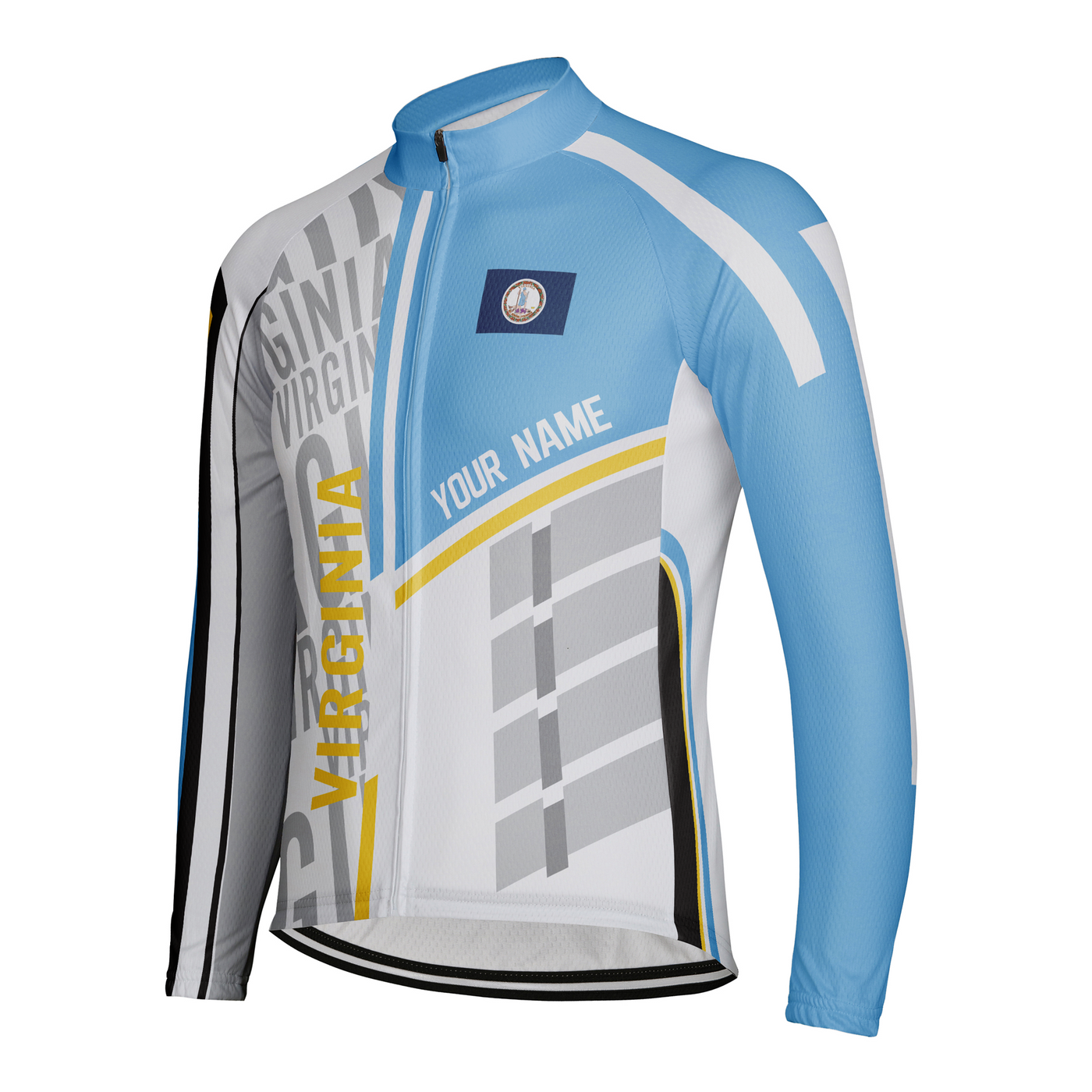 Customized Virginia Winter Thermal Fleece Men's Cycling Jersey Long Sleeve