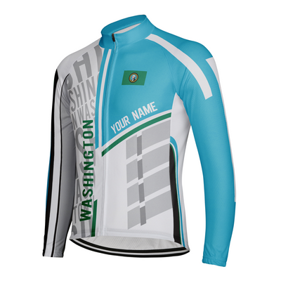 Customized Washington Winter Thermal Fleece Men's Cycling Jersey Long Sleeve