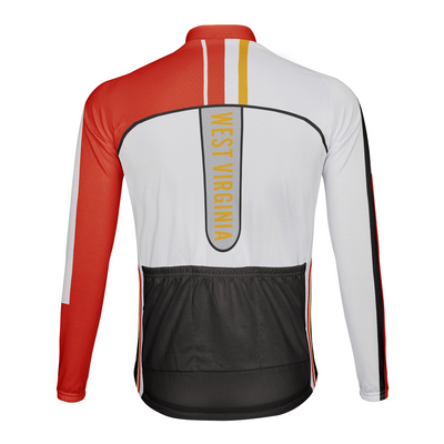 Customized West Virginia Winter Thermal Fleece Men's Cycling Jersey Long Sleeve