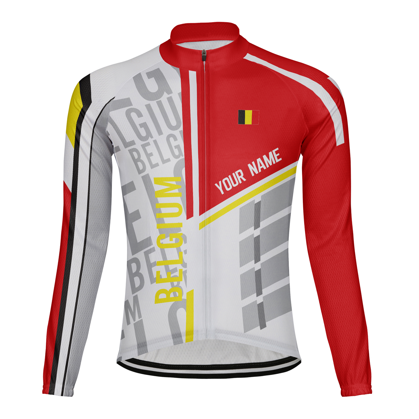 Customized Belgium Men's Winter Thermal Fleece Cycling Jersey Long Sleeve
