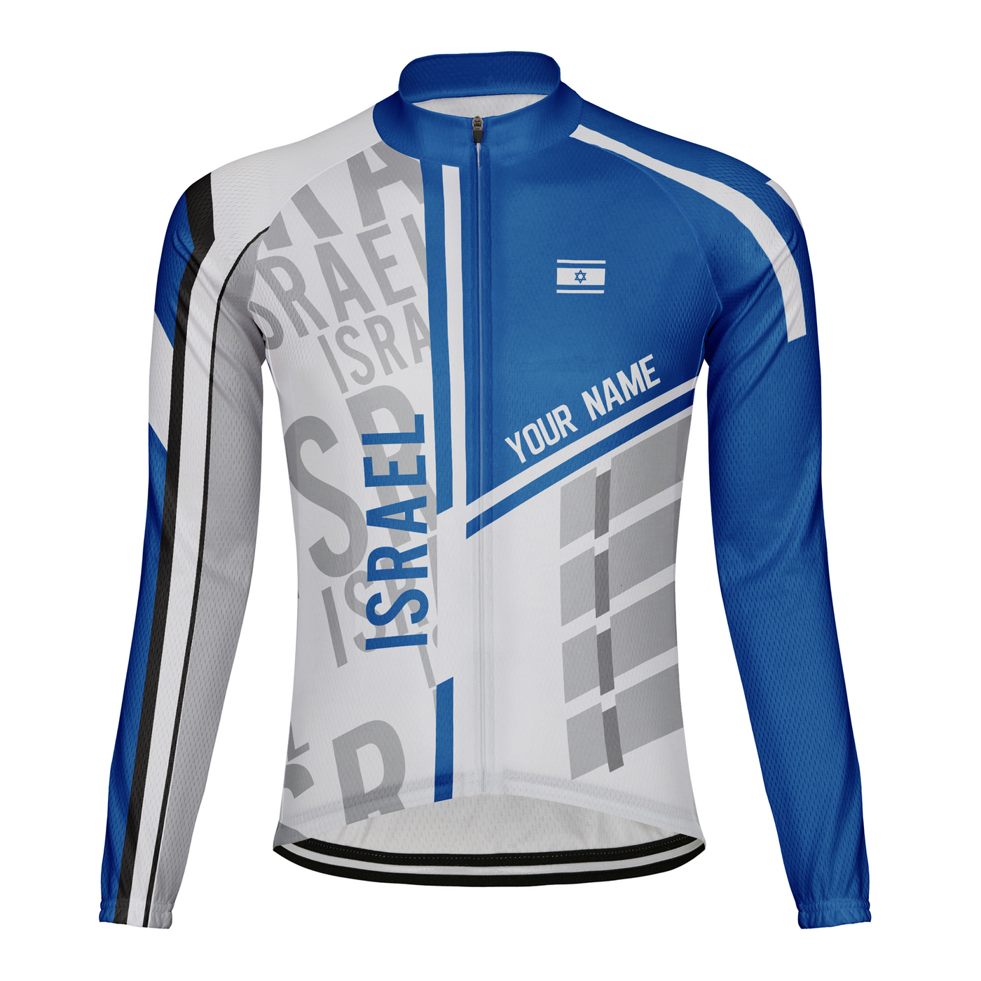 Custom Israel Men's Winter Thermal Fleece Cycling Jersey Long Sleeve