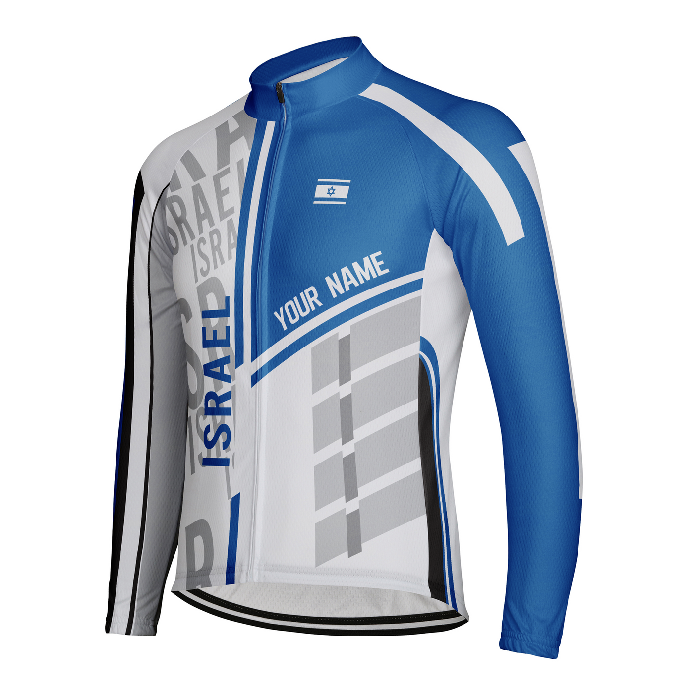 Custom Israel Men's Winter Thermal Fleece Cycling Jersey Long Sleeve