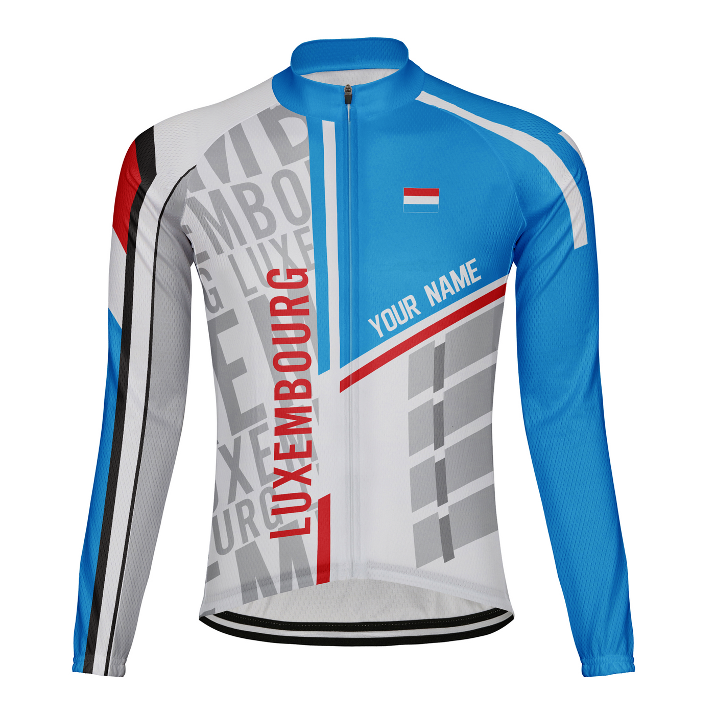 Custom Luxembourg Men's Winter Thermal Fleece Cycling Jersey Long Sleeve