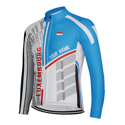 Custom Luxembourg Men's Winter Thermal Fleece Cycling Jersey Long Sleeve