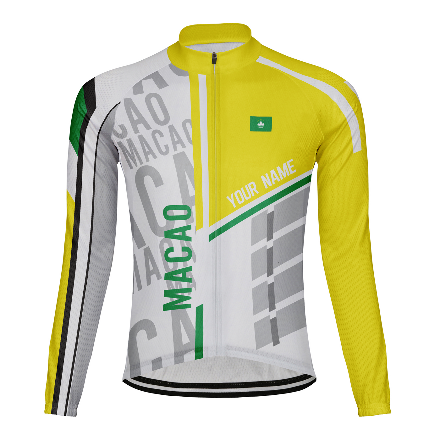 Custom Macao Men's Winter Thermal Fleece Cycling Jersey Long Sleeve