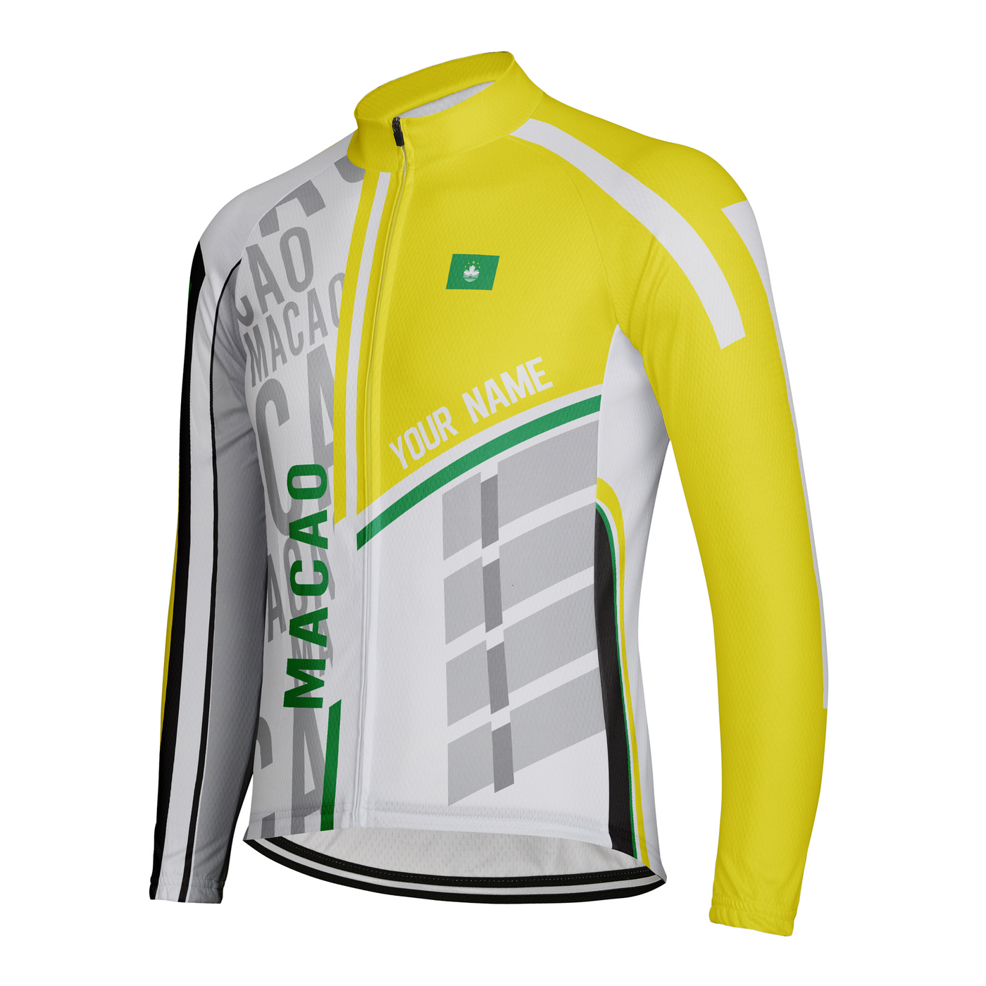 Custom Macao Men's Winter Thermal Fleece Cycling Jersey Long Sleeve