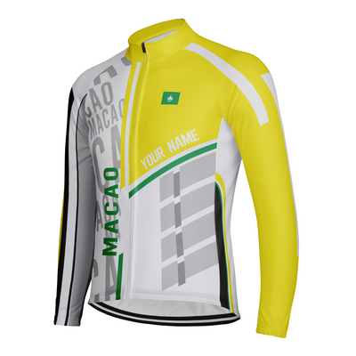 Custom Macao Men's Winter Thermal Fleece Cycling Jersey Long Sleeve