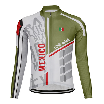 Custom Mexico Men's Winter Thermal Fleece Cycling Jersey Long Sleeve