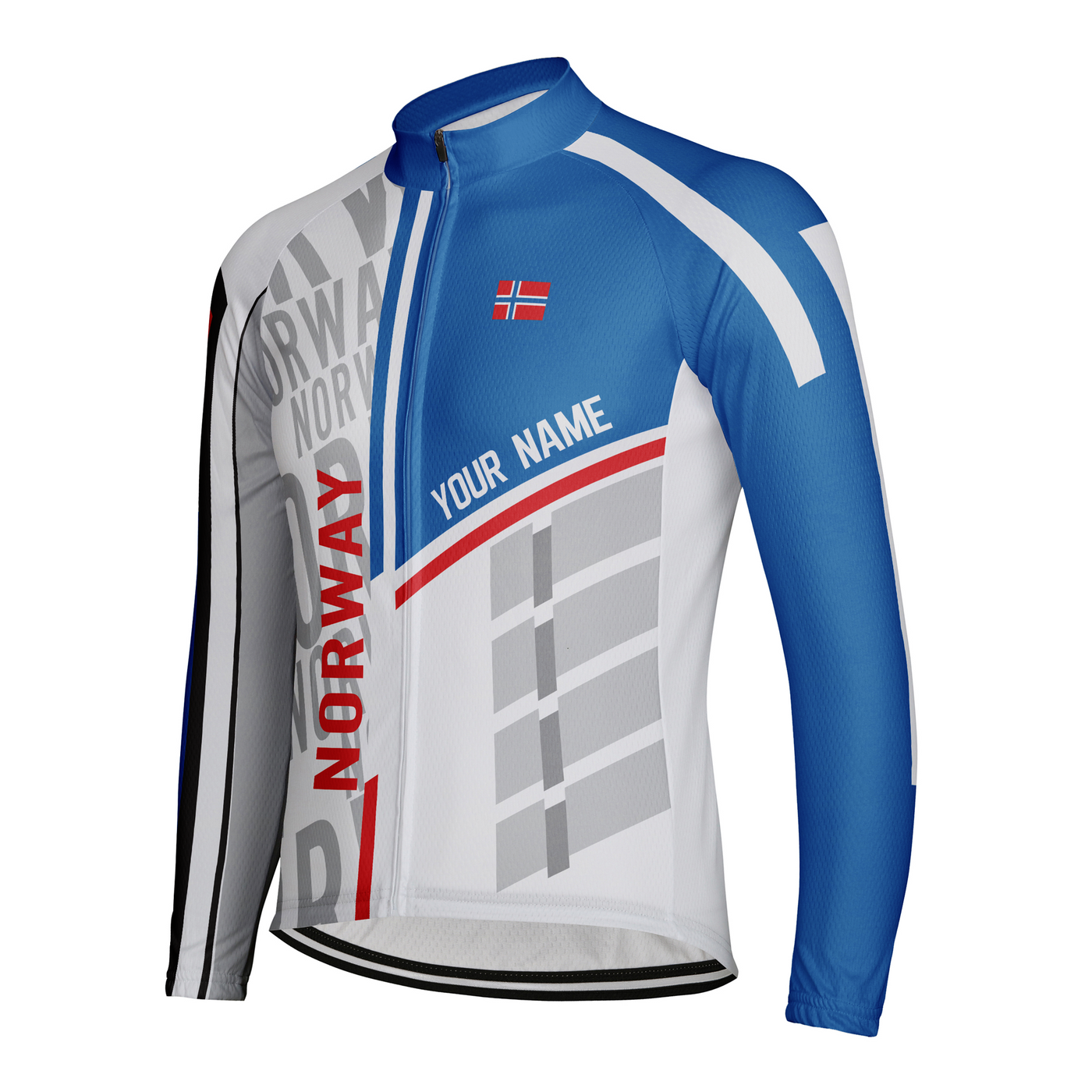 Custom Norway Men's Winter Thermal Fleece Cycling Jersey Long Sleeve