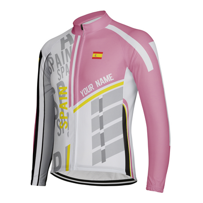 Custom Spain Men's Winter Thermal Fleece Cycling Jersey Long Sleeve