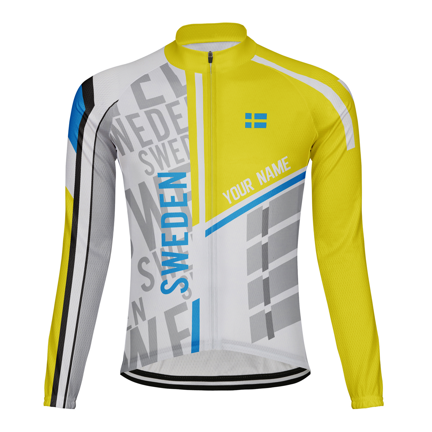 Custom Sweden Men's Winter Thermal Fleece Cycling Jersey Long Sleeve
