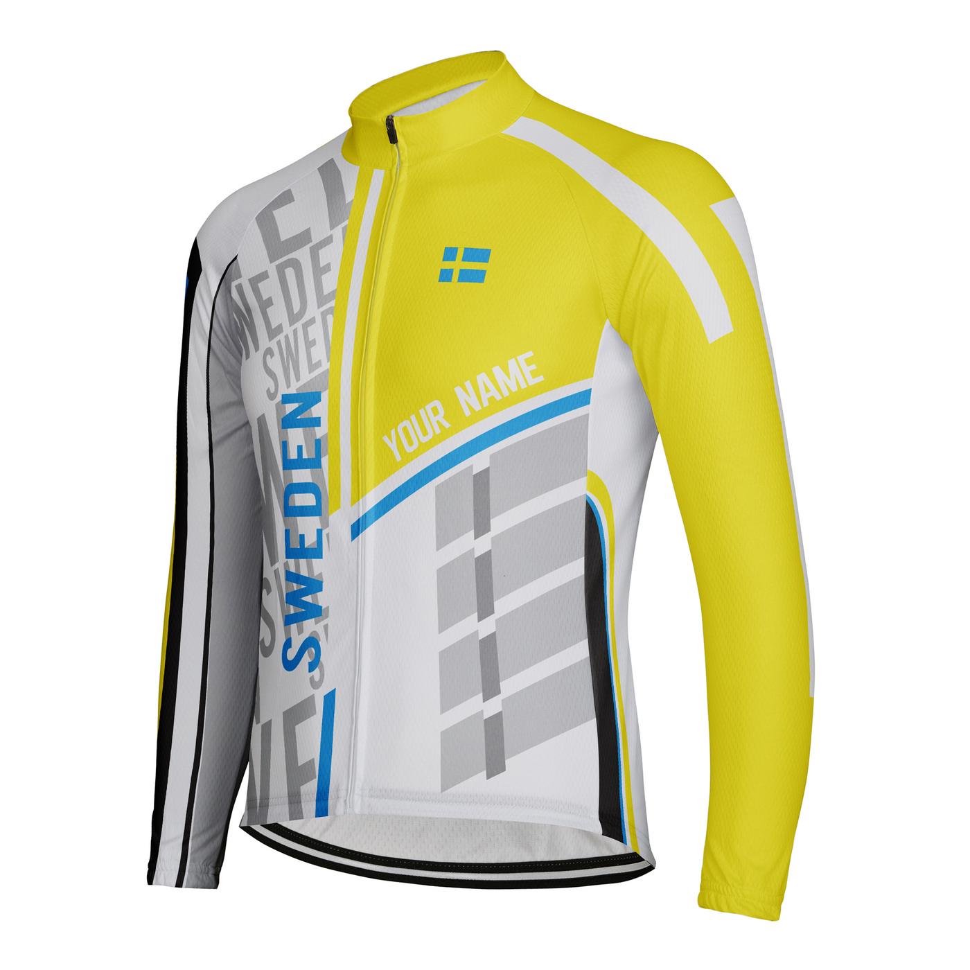 Custom Sweden Men's Winter Thermal Fleece Cycling Jersey Long Sleeve