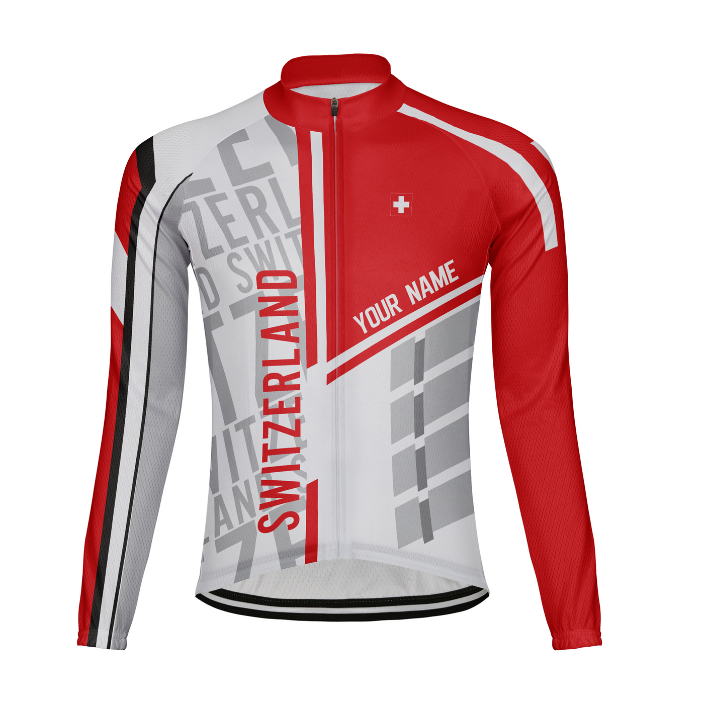 Custom Switzerland Men's Winter Thermal Fleece Cycling Jersey Long Sleeve