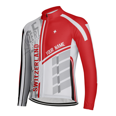 Custom Switzerland Men's Winter Thermal Fleece Cycling Jersey Long Sleeve
