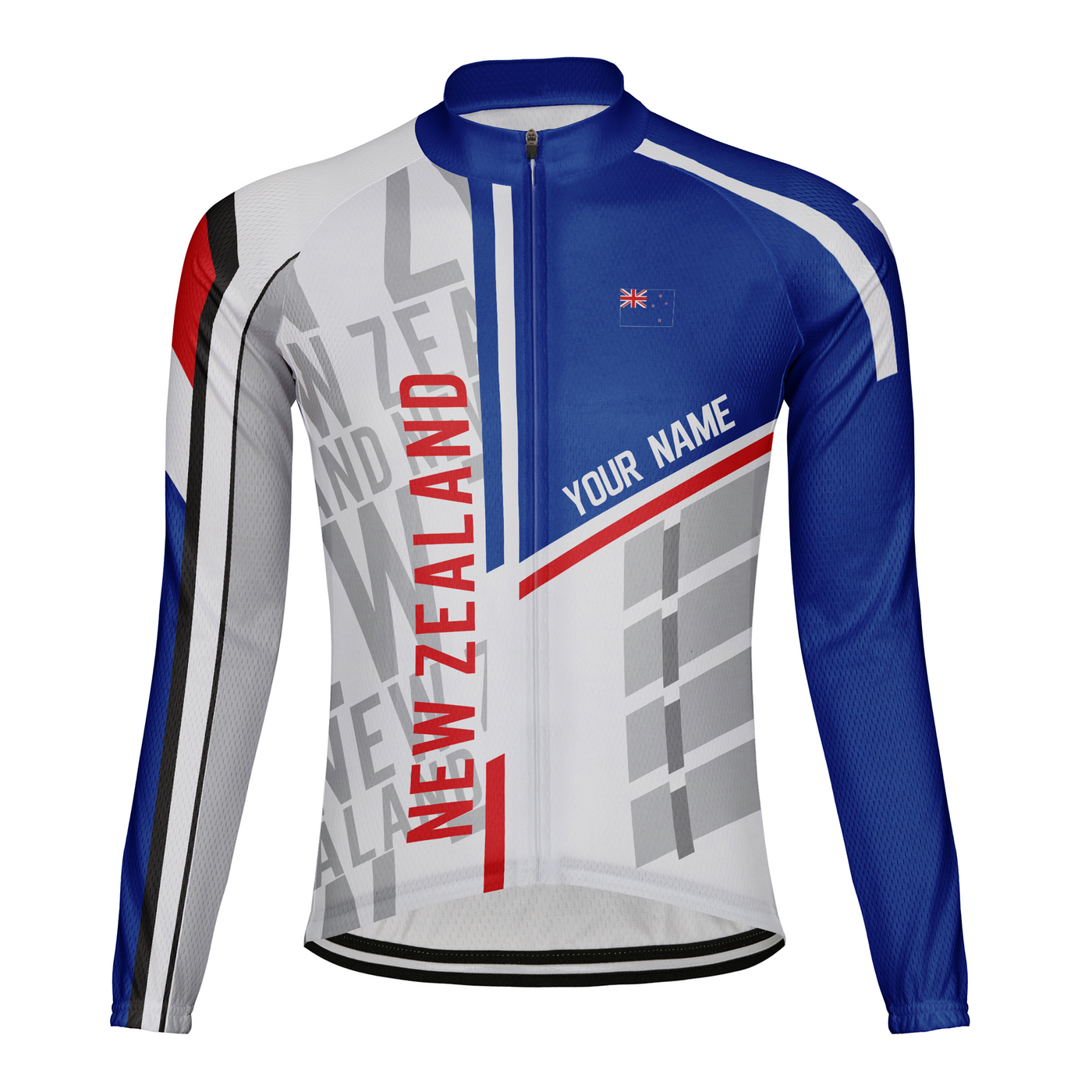 Custom New Zealand Men's Winter Thermal Fleece Cycling Jersey Long Sleeve