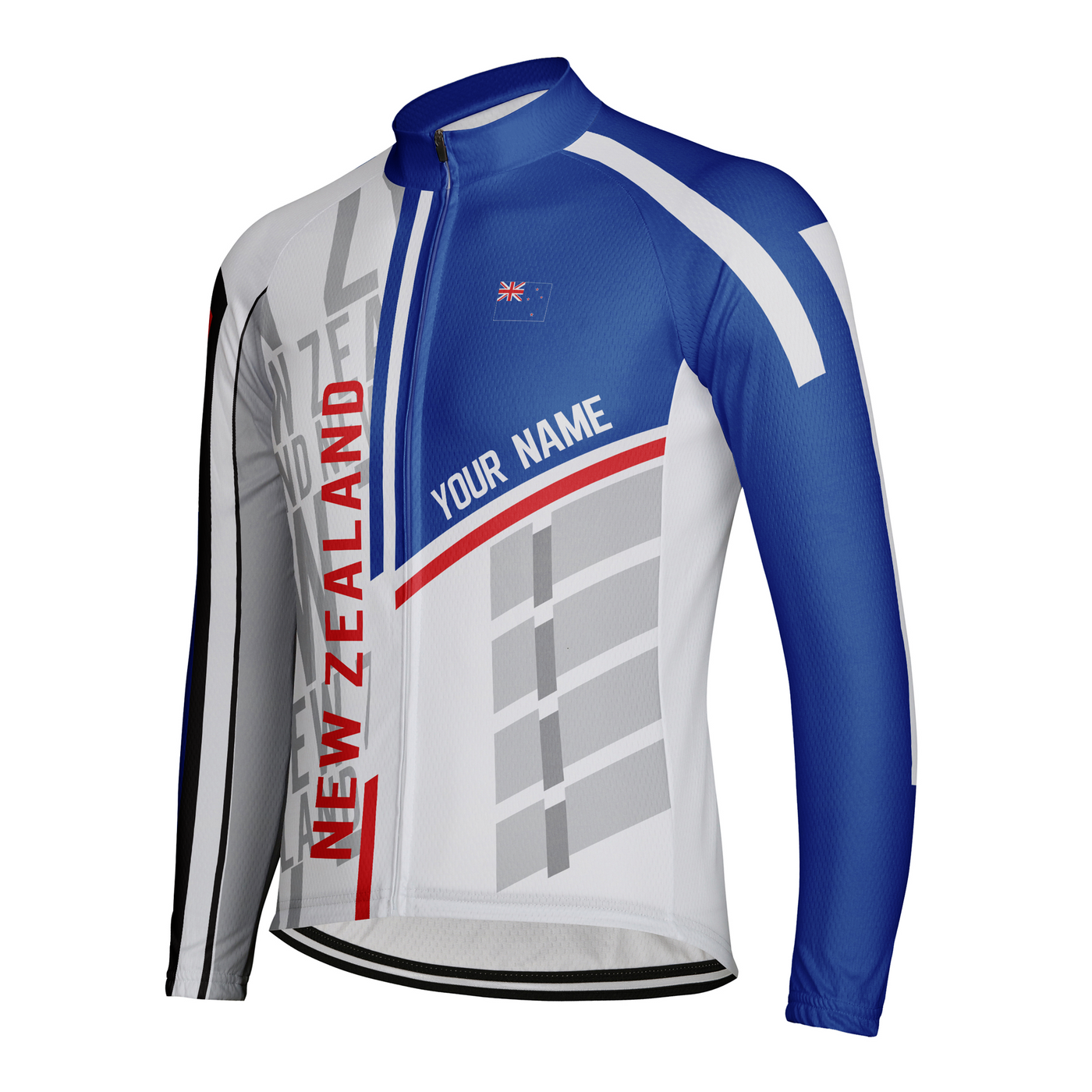 Custom New Zealand Men's Winter Thermal Fleece Cycling Jersey Long Sleeve
