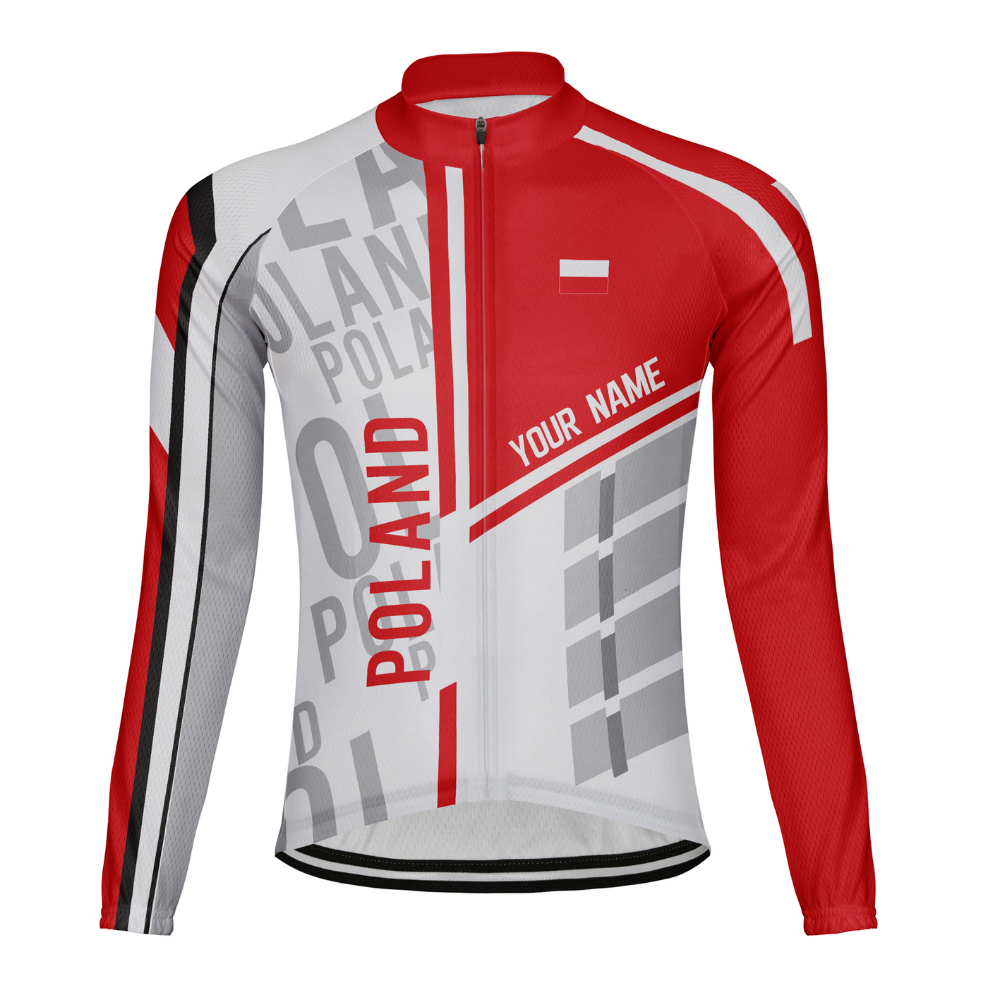 Custom Poland Men's Winter Thermal Fleece Cycling Jersey Long Sleeve