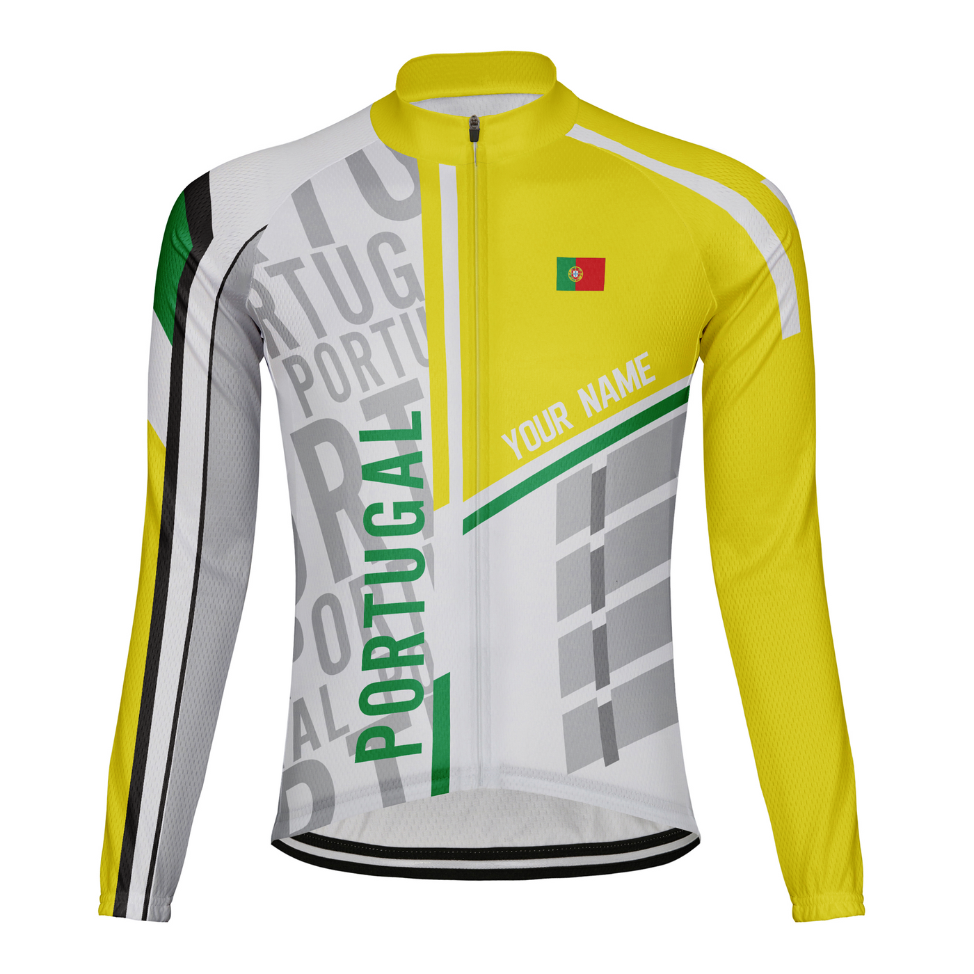 Custom Portugal Men's Winter Thermal Fleece Cycling Jersey Long Sleeve