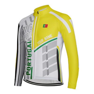 Custom Portugal Men's Winter Thermal Fleece Cycling Jersey Long Sleeve