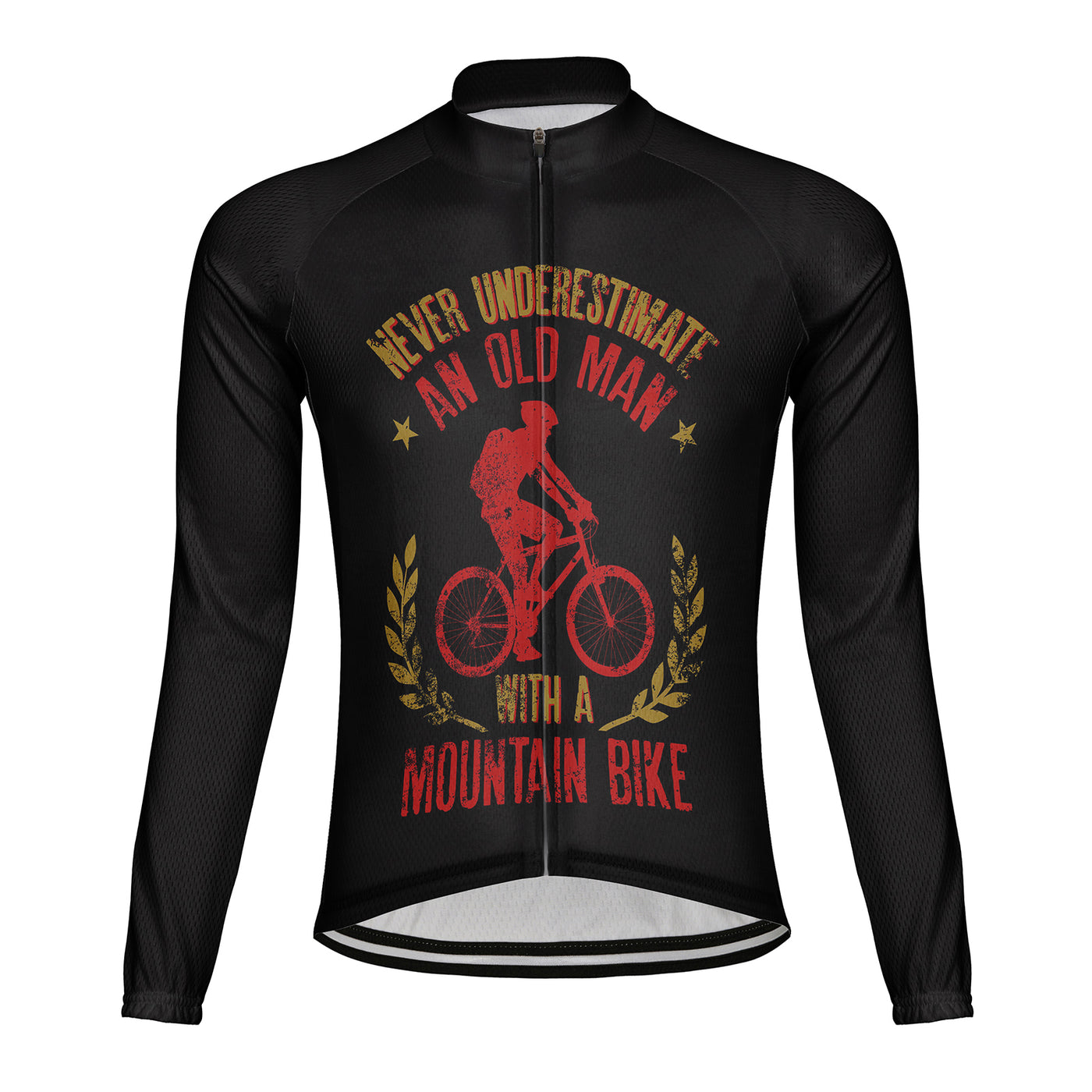 Customized Never Underestimate An Old Man With A Bicycle Men's Winter Thermal Fleece Cycling Jersey Long Sleeve