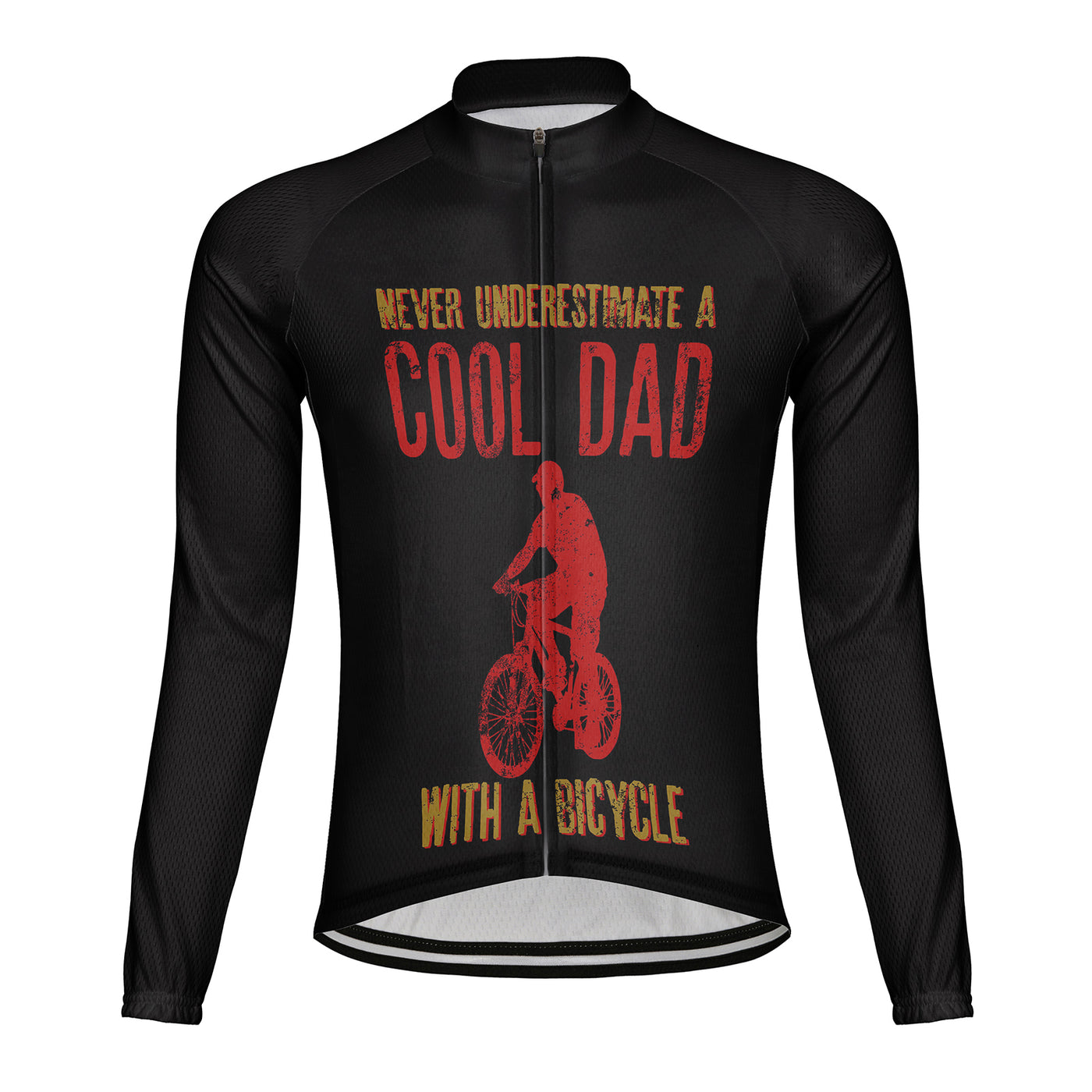 Customized Never Underestimate An Old Man With A Bicycle Men's Winter Thermal Fleece Cycling Jersey Long Sleeve