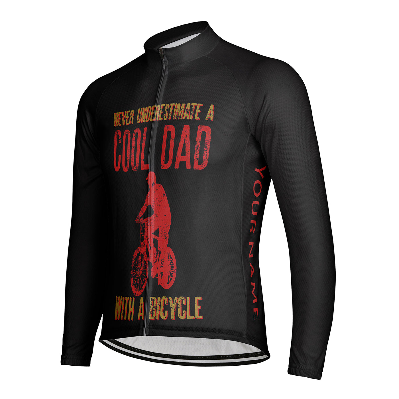 Customized Never Underestimate An Old Man With A Bicycle Men's Winter Thermal Fleece Cycling Jersey Long Sleeve