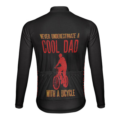 Customized Never Underestimate An Old Man With A Bicycle Men's Winter Thermal Fleece Cycling Jersey Long Sleeve