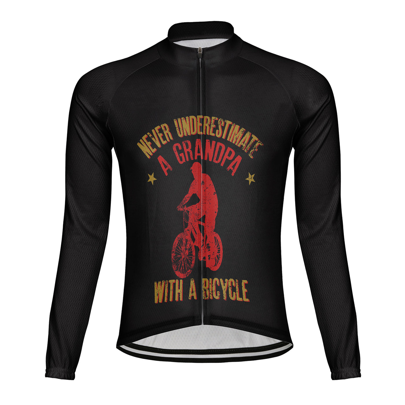 Customized Never Underestimate An Old Man With A Bicycle Men's Winter Thermal Fleece Cycling Jersey Long Sleeve