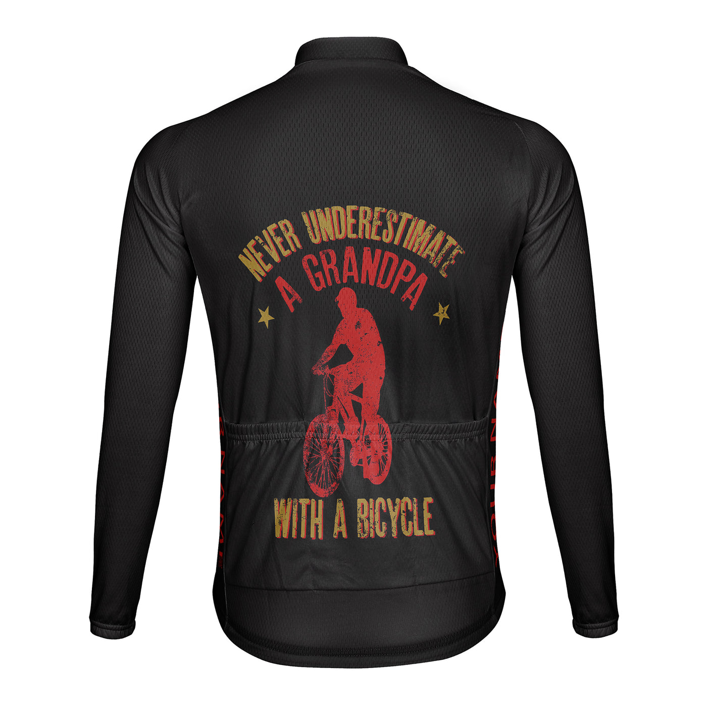 Customized Never Underestimate An Old Man With A Bicycle Men's Winter Thermal Fleece Cycling Jersey Long Sleeve