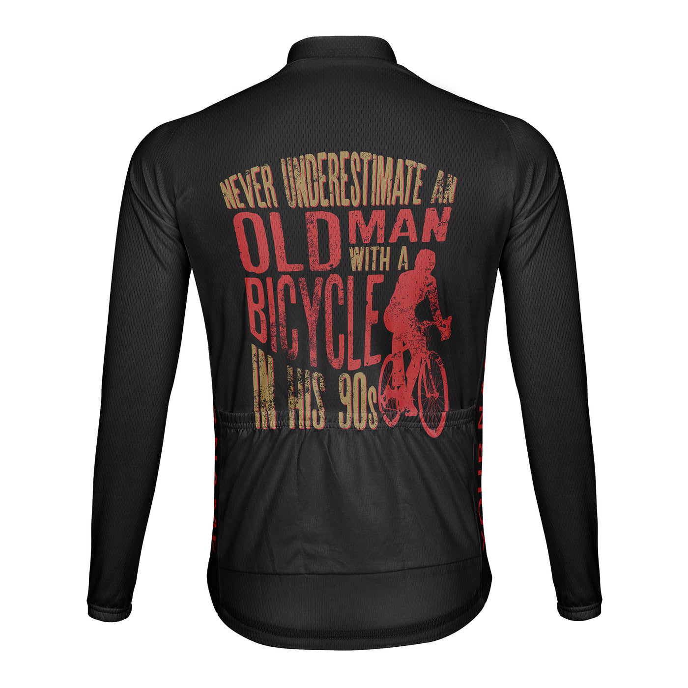 Customized Never Underestimate An Old Man With A Bicycle Men's Winter Thermal Fleece Cycling Jersey Long Sleeve