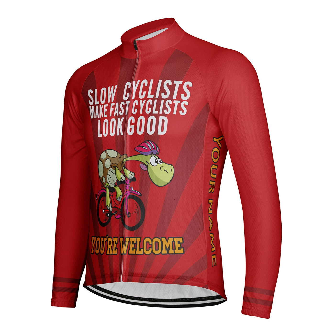 Customized Tortoise Men's Winter Thermal Fleece Cycling Jersey Long Sleeve