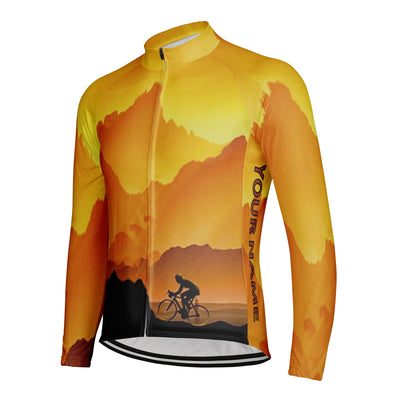 Customized Mountain Men's Winter Thermal Fleece Cycling Jersey Long Sleeve
