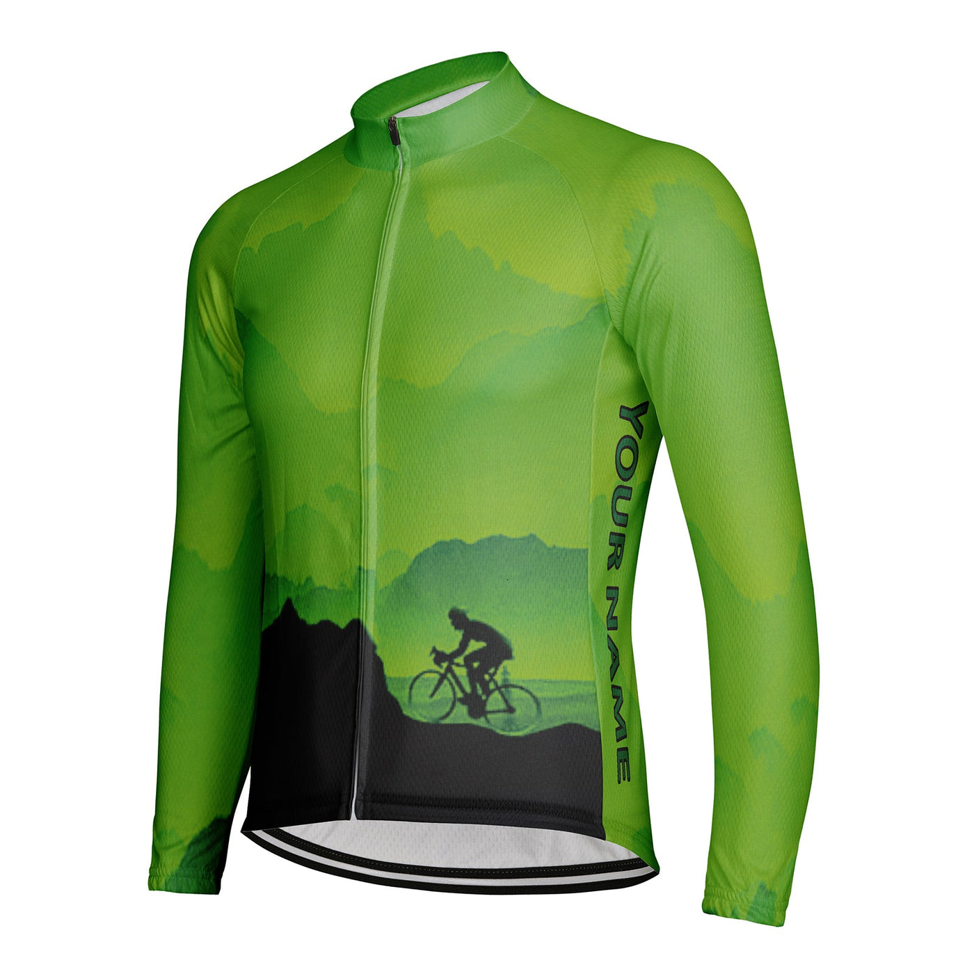 Customized Mountain Men's Winter Thermal Fleece Cycling Jersey Long Sleeve