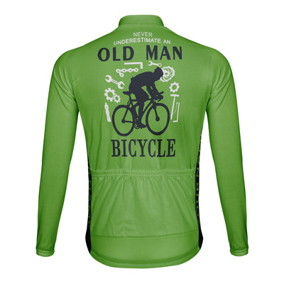 Customized Never Understimate An Old Man Men's Winter Thermal Fleece Cycling Jersey Long Sleeve