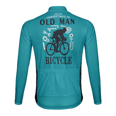 Customized Never Understimate An Old Man Men's Winter Thermal Fleece Cycling Jersey Long Sleeve