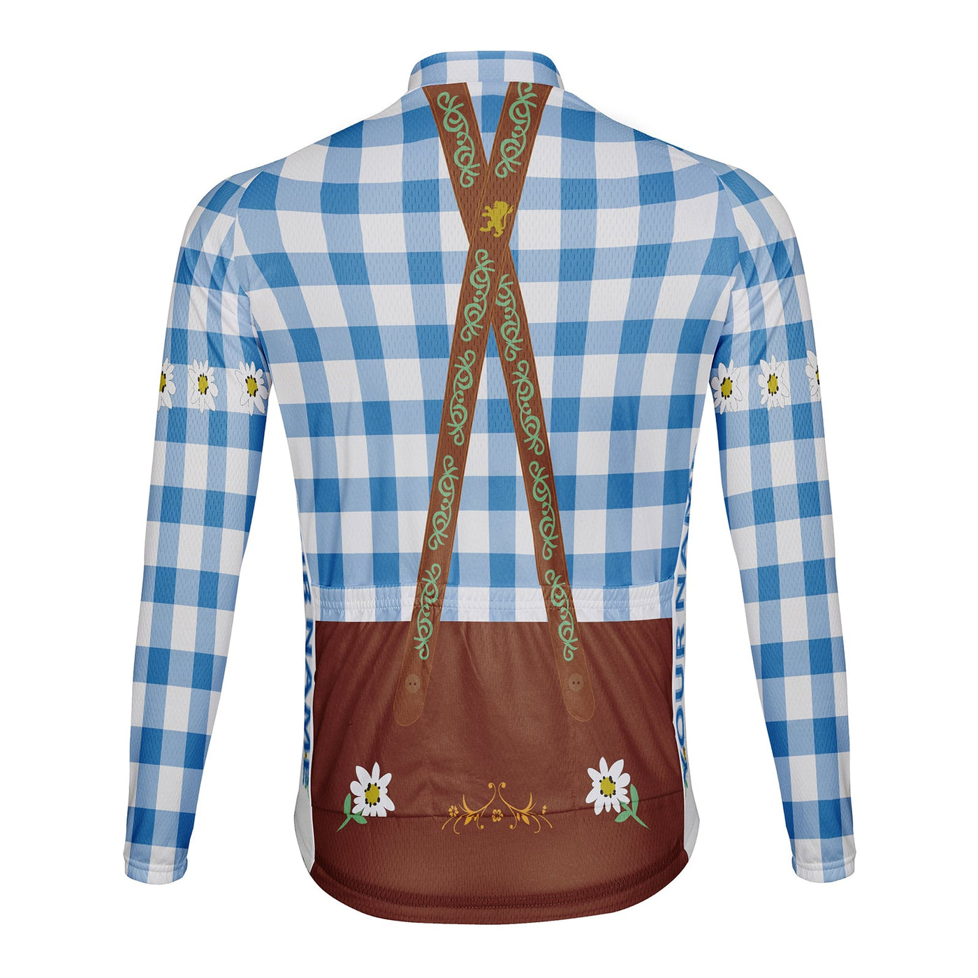 Customized Plaid Shirt Men's Winter Thermal Fleece Cycling Jersey Long Sleeve
