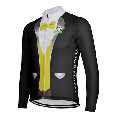 Customized Gentleman Men's Winter Thermal Fleece Cycling Jersey Long Sleeve