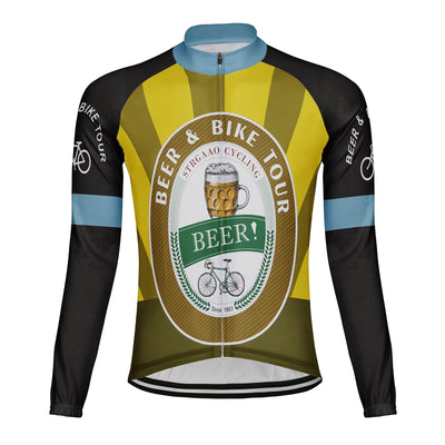 Customized Beer Bike Tour Men's Winter Thermal Fleece Cycling Jersey Long Sleeve