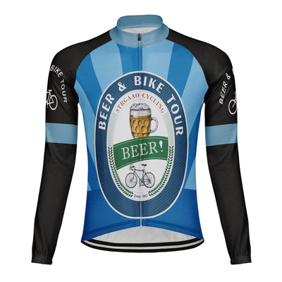 Customized Beer Bike Tour Men's Winter Thermal Fleece Cycling Jersey Long Sleeve