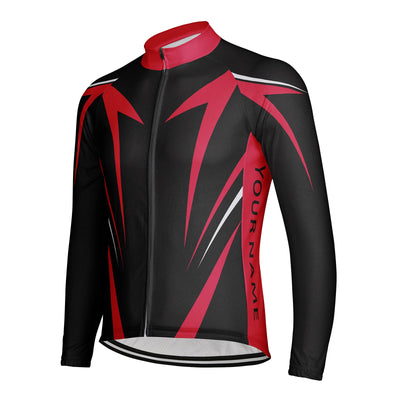 Customized Lines Men's Winter Thermal Fleece Cycling Jersey Long Sleeve
