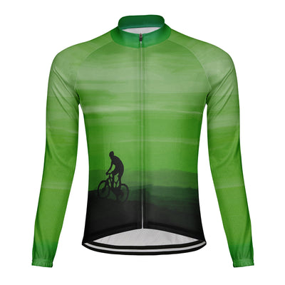 Customized Peak Sunset Men's Winter Thermal Fleece Cycling Jersey Long Sleeve