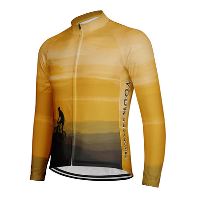 Customized Peak Sunset Men's Winter Thermal Fleece Cycling Jersey Long Sleeve